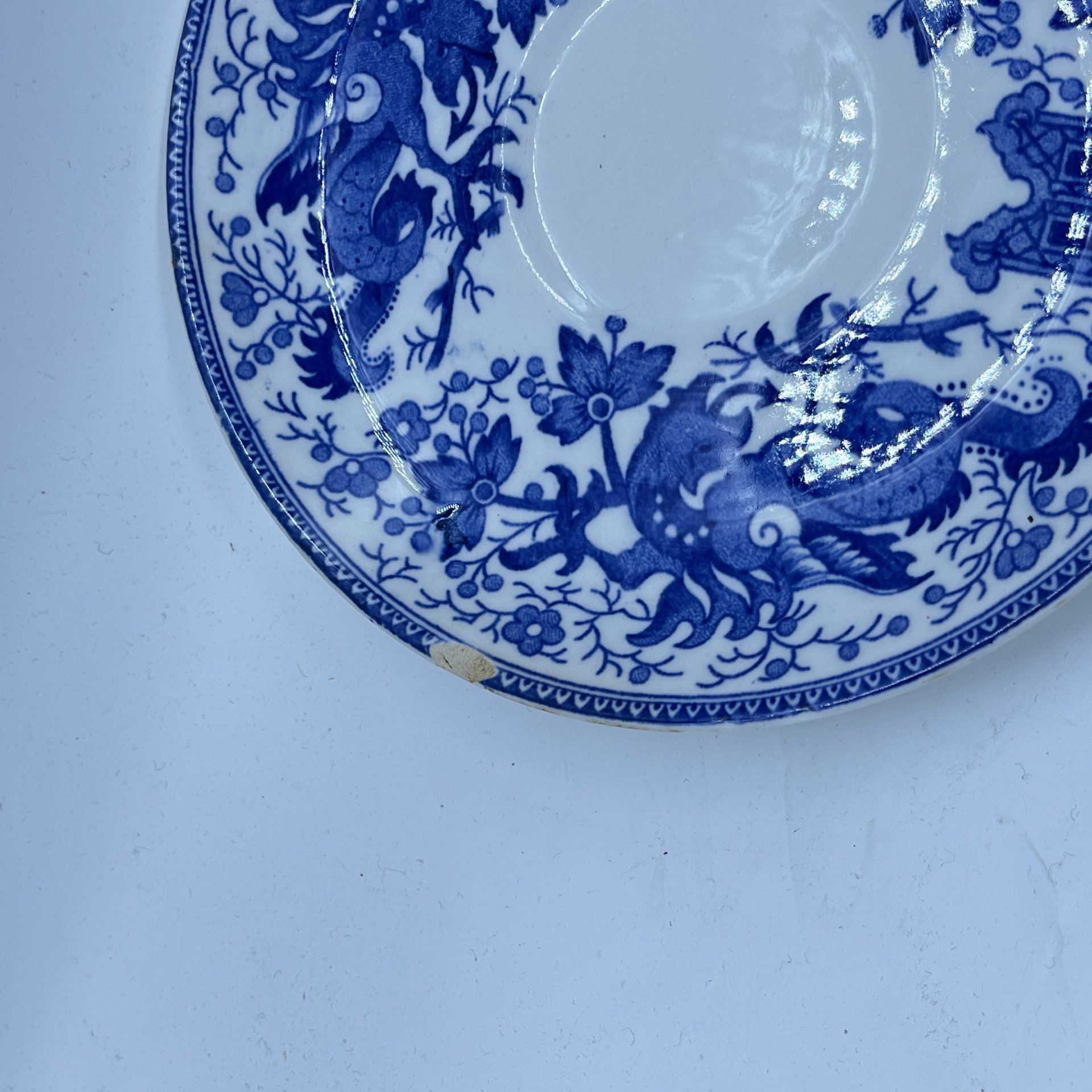 Набор из 4 десертных тарелок с декором в азиатском стиле, Boch Frères La Louvière, фаянс, деколь, Бельгия, 1920-1950 гг.