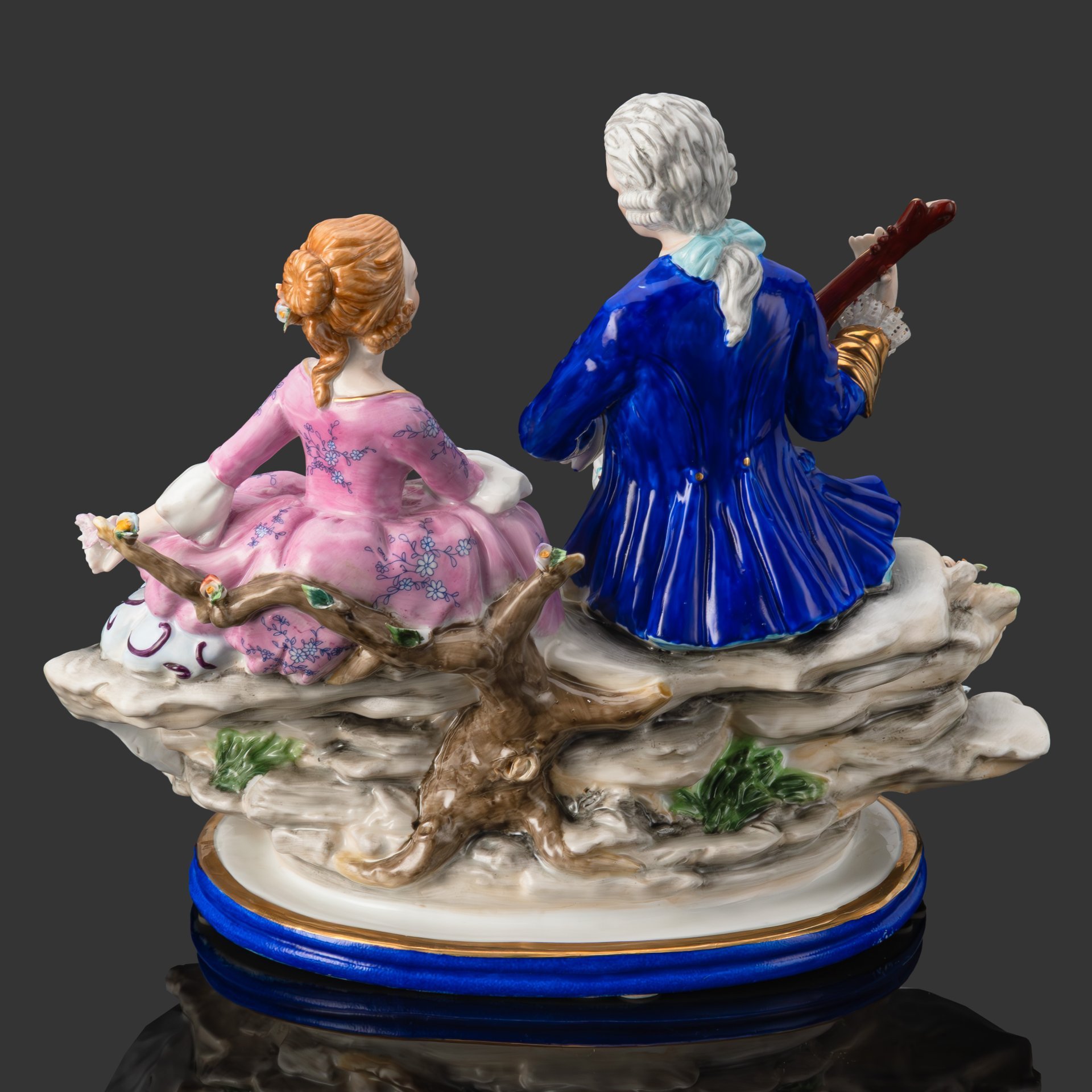 Статуэтка "Музыкальный вечер" (Галантная сцена), фарфор, кружевной фарфор, роспись, золочение, Richard Klemm, Dresden, Германия, 1960-1990 гг.
