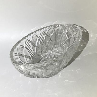 Фруктовница с рельефным декором, хрусталь, алмазная грань, СССР, 1970-1990 гг.