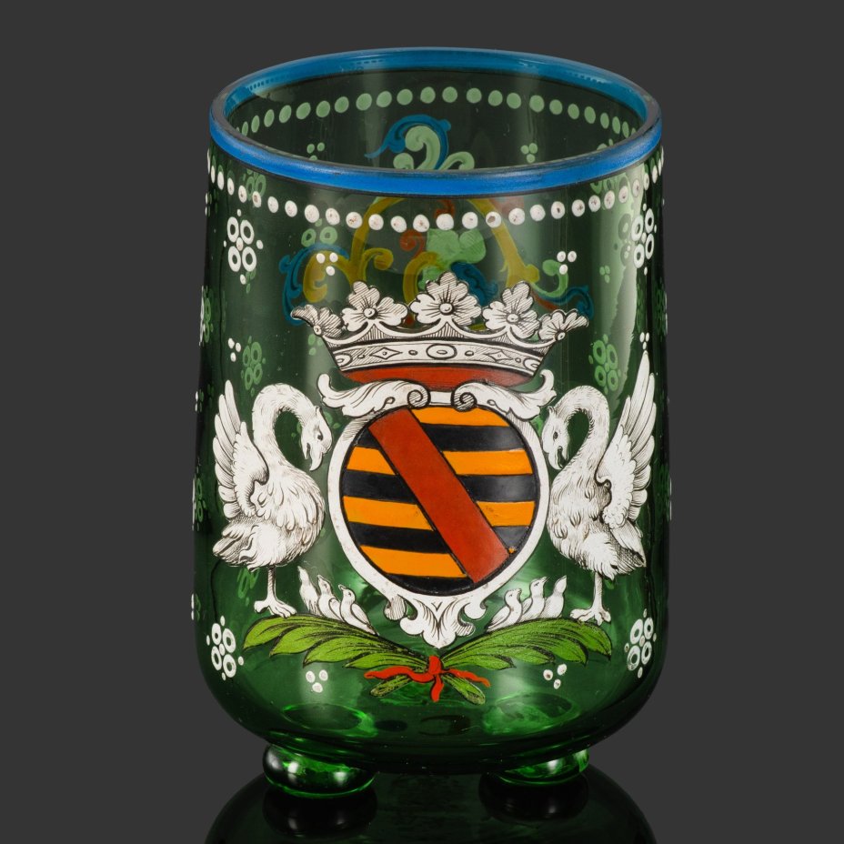 Стакан с гербом, стекло, роспись эмалями, Германия, 1860-1890 гг.