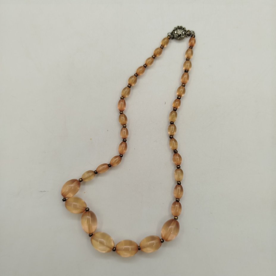 Бусы с бусинами овальной формы, поделочный камень, металл, СССР, 1980-1990 гг.