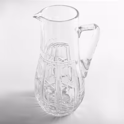 Кувшин с рельефным декором, стекло, алмазная грань, СССР, 1970-1990 гг.