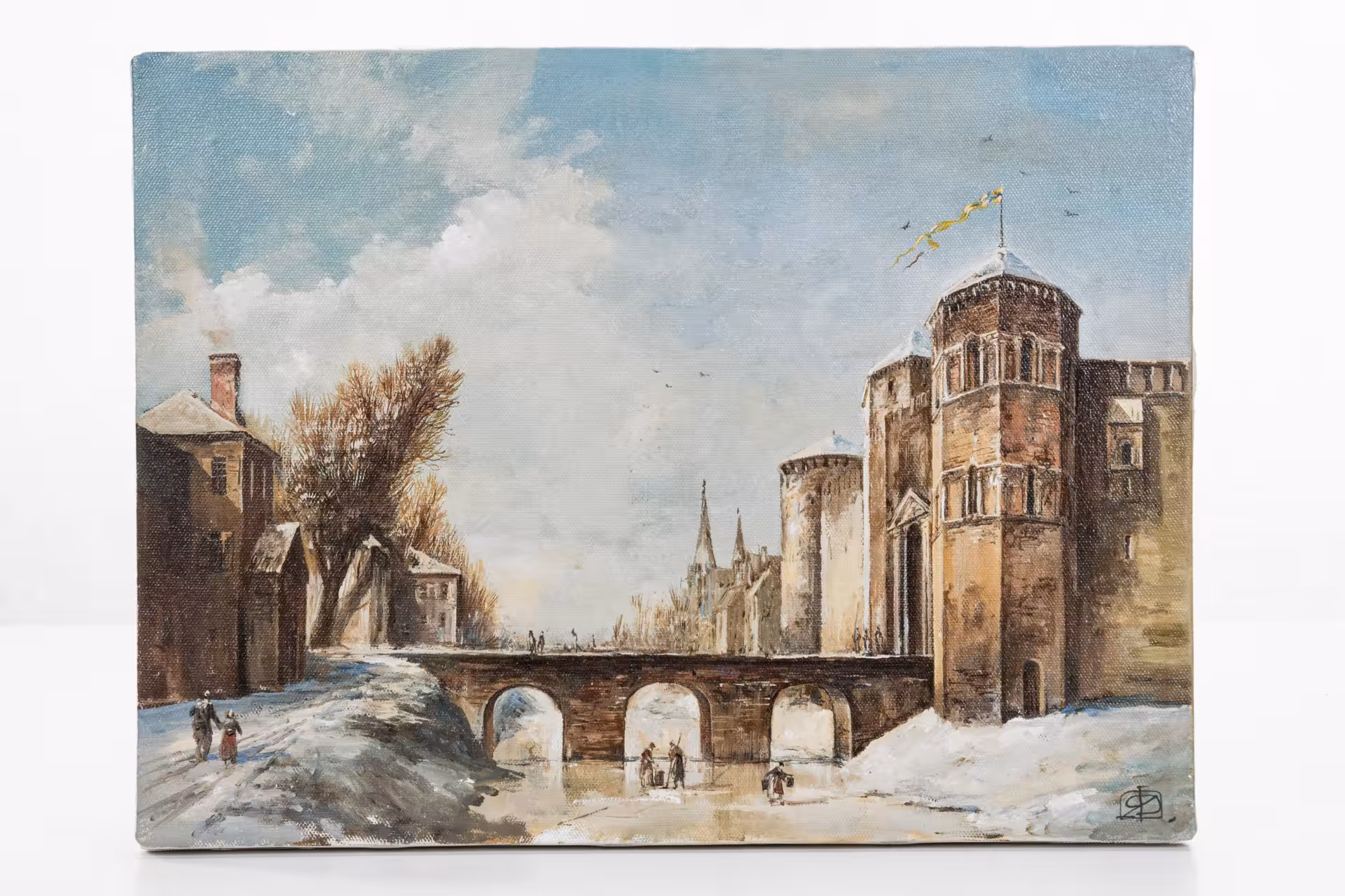 Картина "Ниеншанц зимой", оформленная в раму, художник Якушин Э.В.
