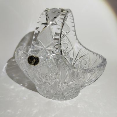 Ваза в форме корзины, хрусталь, алмазная грань, Bohemia Crystal (Bohemia Glass), Чехословакия, 1970-1991 гг.