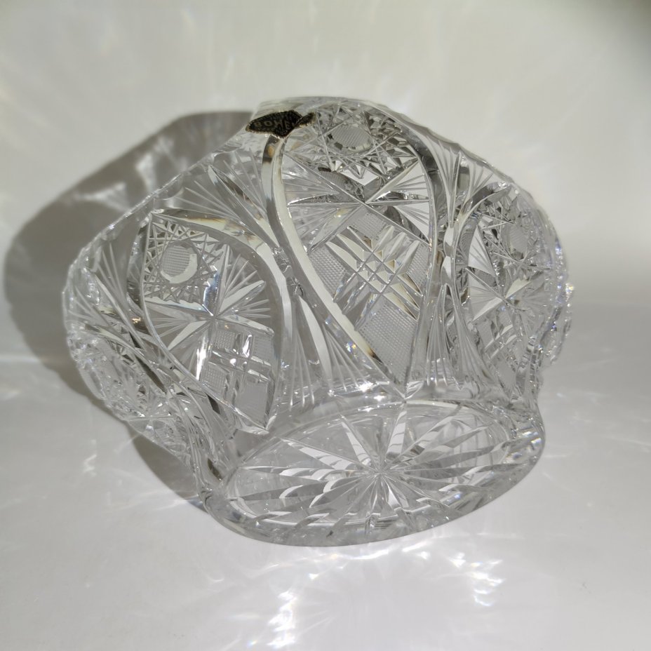 Ваза в форме корзины, хрусталь, алмазная грань, Bohemia Crystal (Bohemia Glass), Чехословакия, 1970-1991 гг.