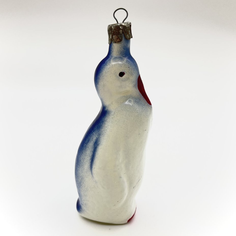 Елочная игрушка "Пингвин", стекло, краска, металл, СССР, 1960-1970 гг.