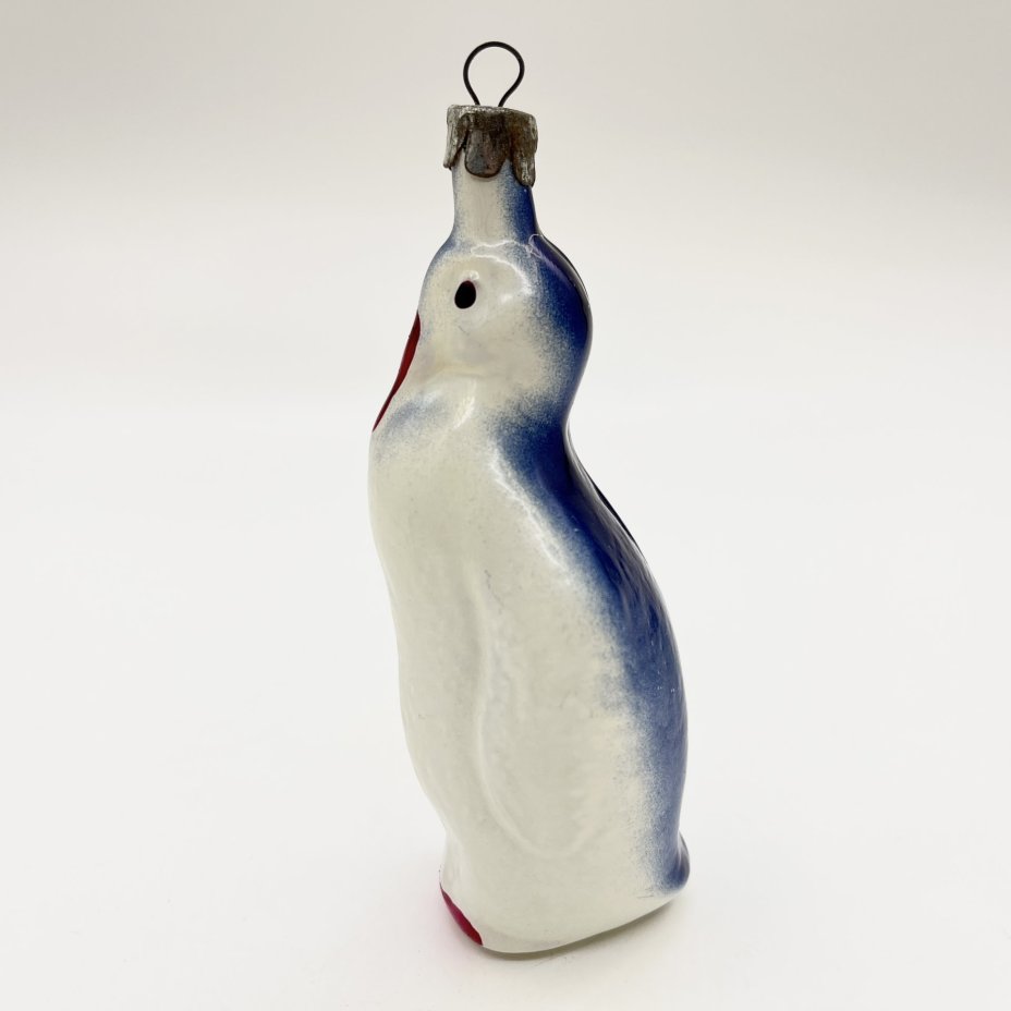 Елочная игрушка "Пингвин", стекло, краска, металл, СССР, 1960-1970 гг.