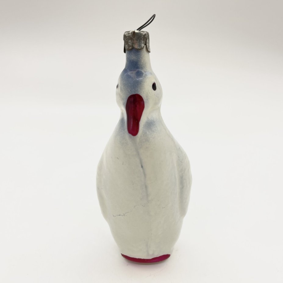 Елочная игрушка "Пингвин", стекло, краска, металл, СССР, 1960-1970 гг.