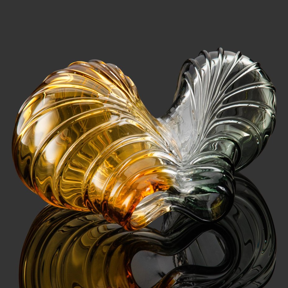 Ваза для цветов (двухсекционная), стекло, гутная техника, СССР, 1950-1970 гг.