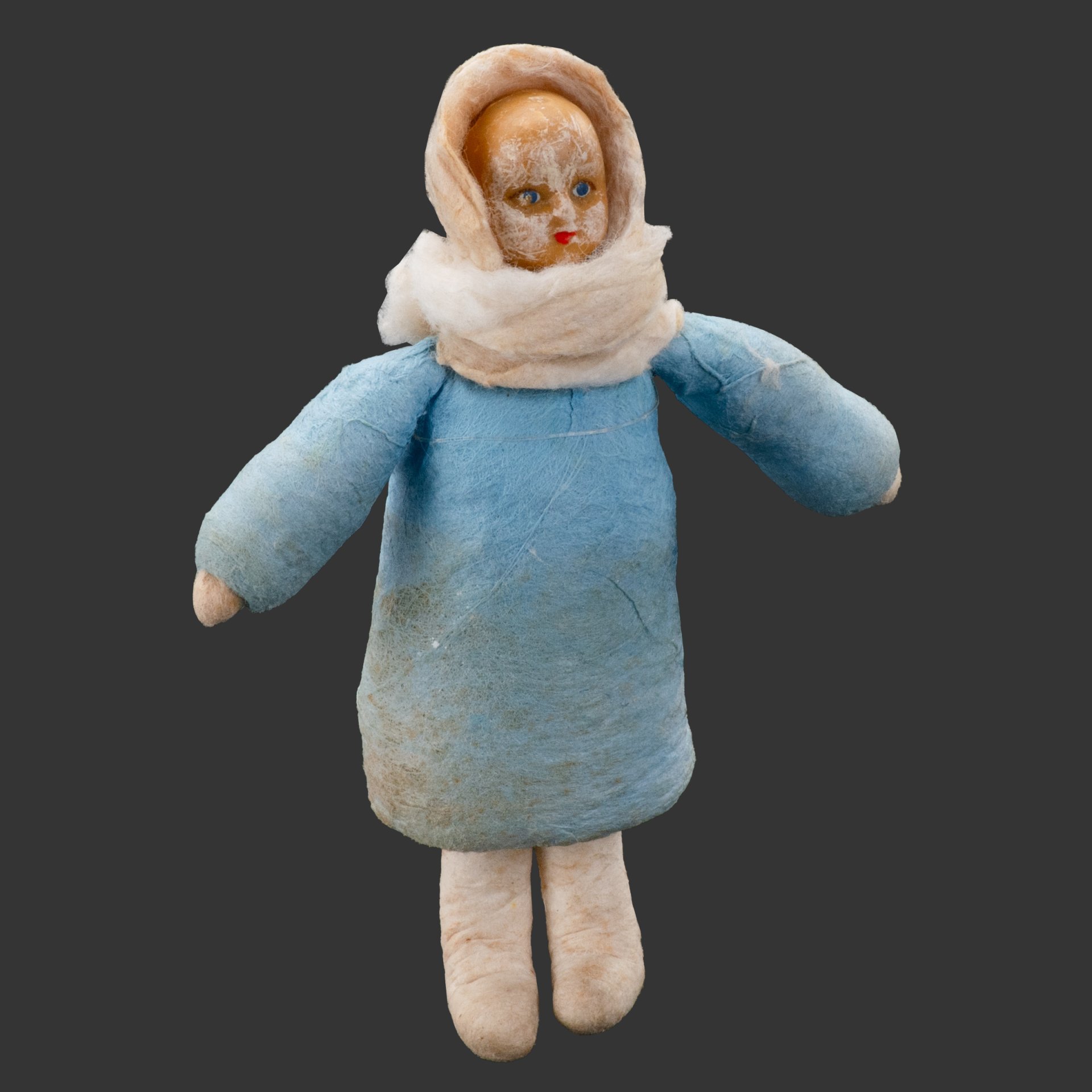 Игрушка ёлочная "Девочка в капюшоне", вата, роспись, СССР, 1937-1940 гг.