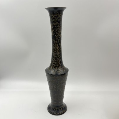 Ваза в восточном стиле, украшенная растительным декором, латунь, гравировка, Индия, 1970-1990 гг.