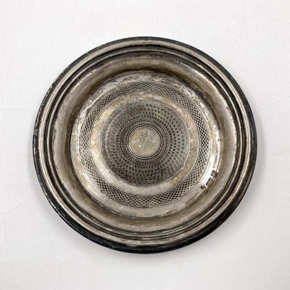 Подставка для чашки с геометрическим узором, латунь, серебрение, Württembergische Metallwarenfabrik (WMF), Württembergische Metallwarenfabrik (WMF)