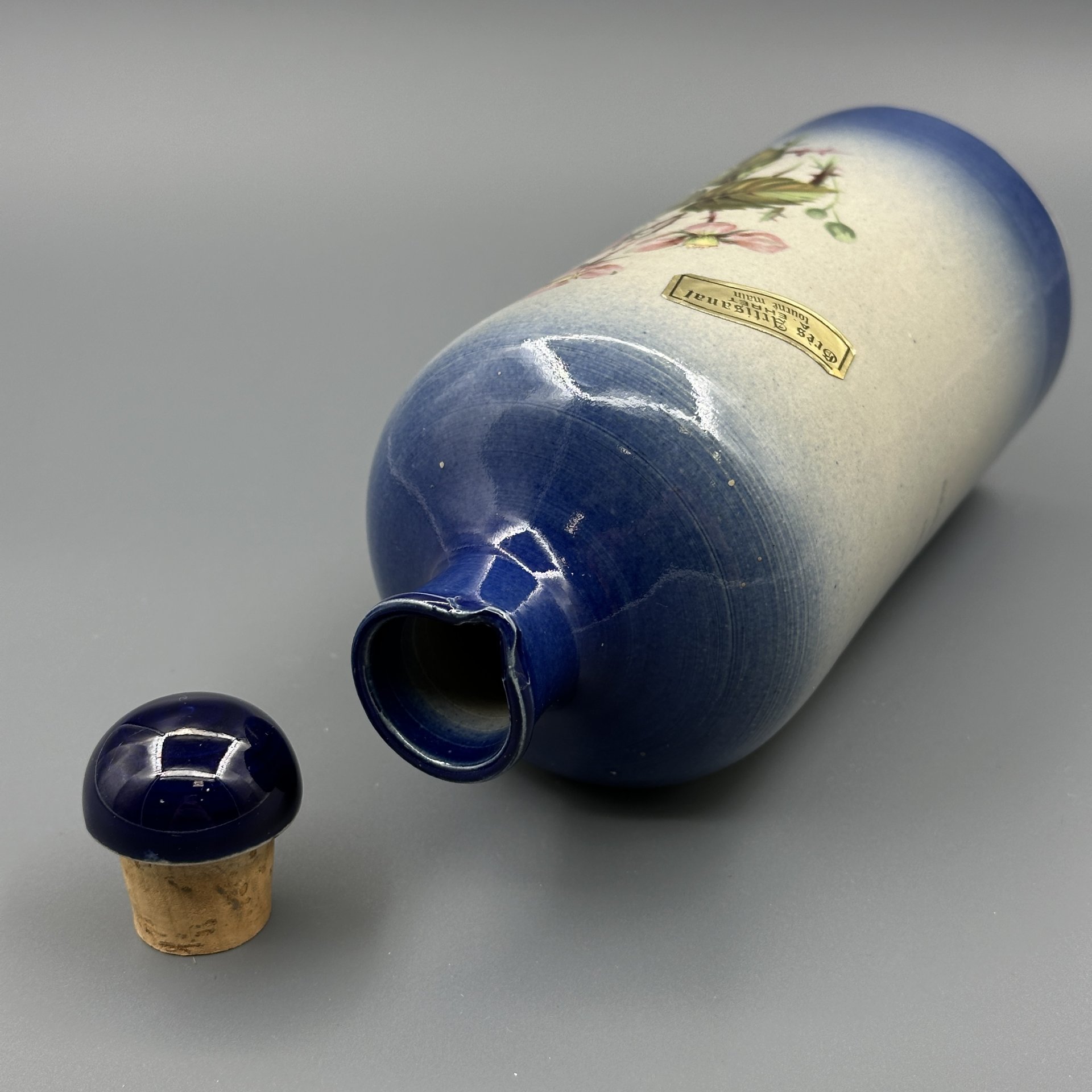 Графин (бутыль с пробкой), украшенный  цветочным рисунком, Gres Artisanal, Anne Ehret