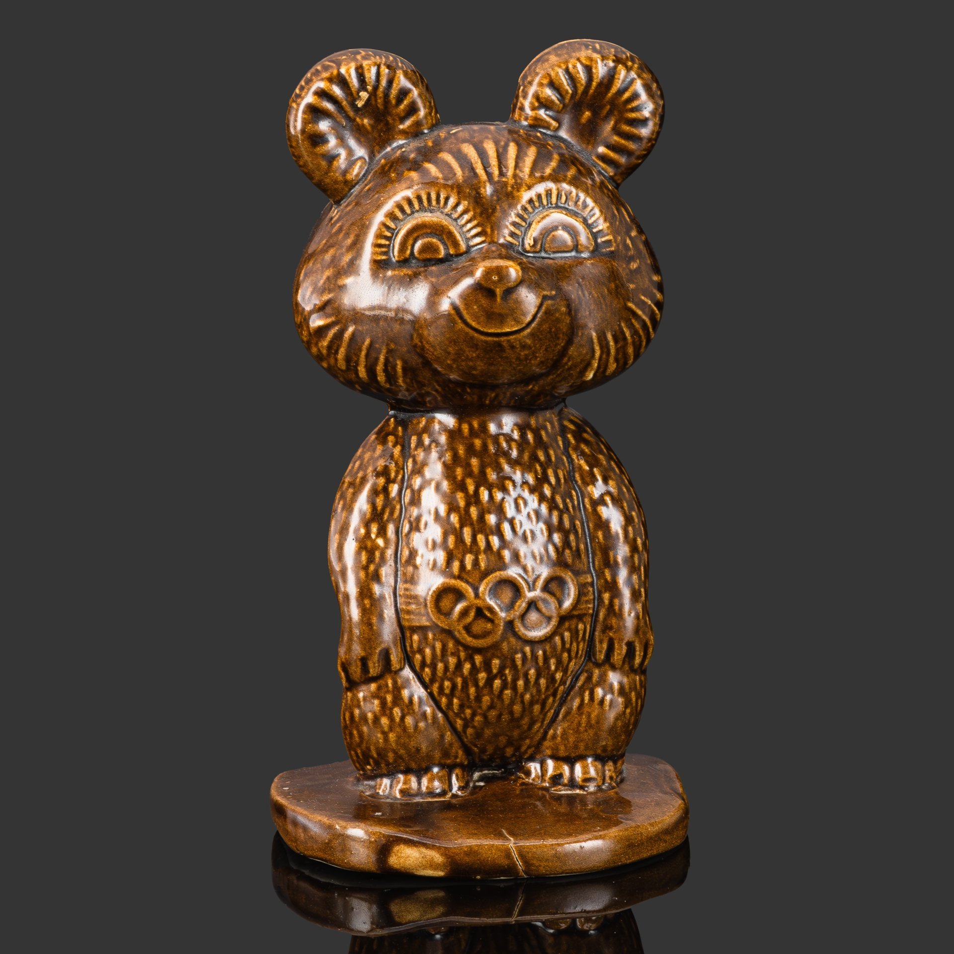 [Редкая форма] Статуэтка "Олимпийский мишка", керамика, полива, СССР, 1980 г.
