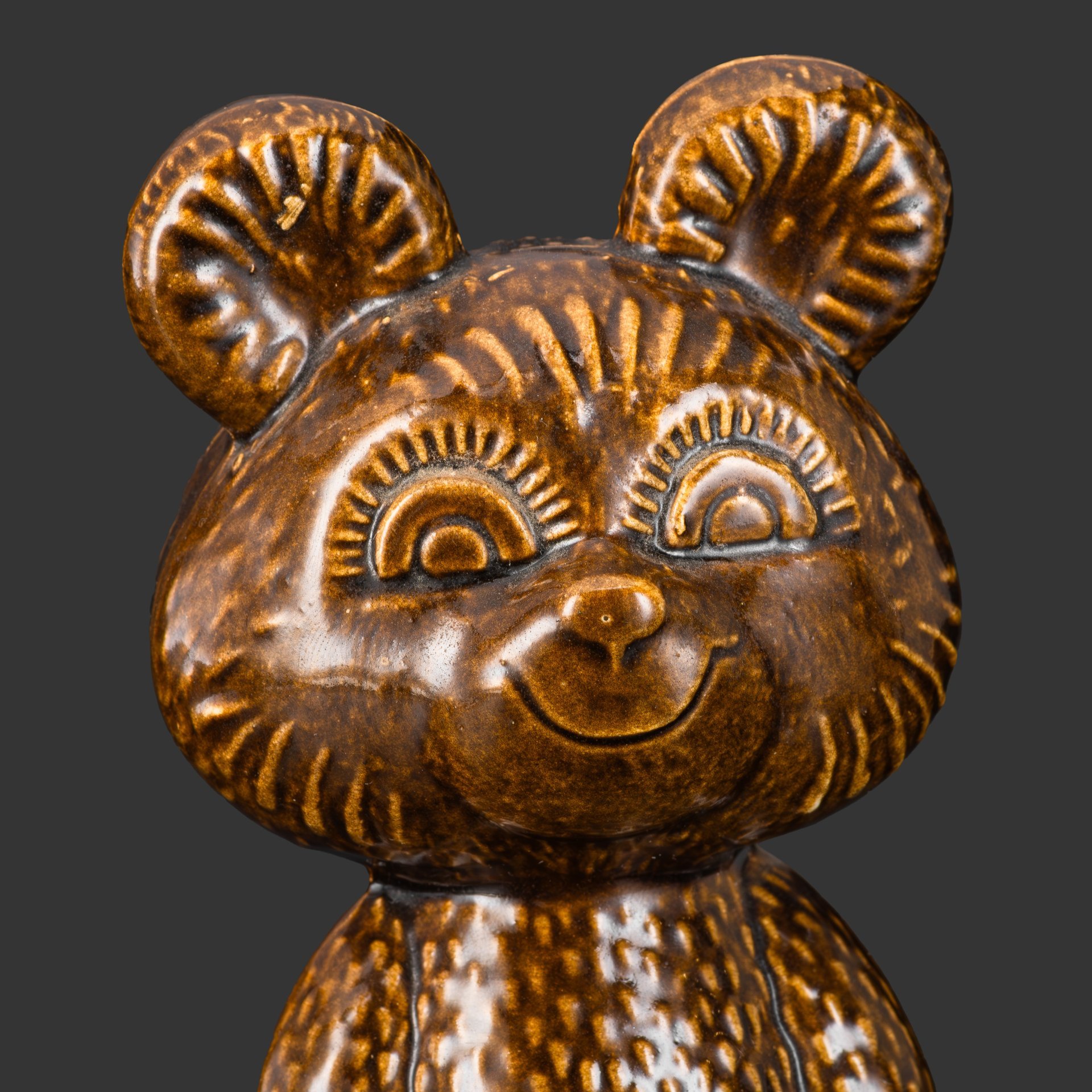 [Редкая форма] Статуэтка "Олимпийский мишка", керамика, полива, СССР, 1980 г.