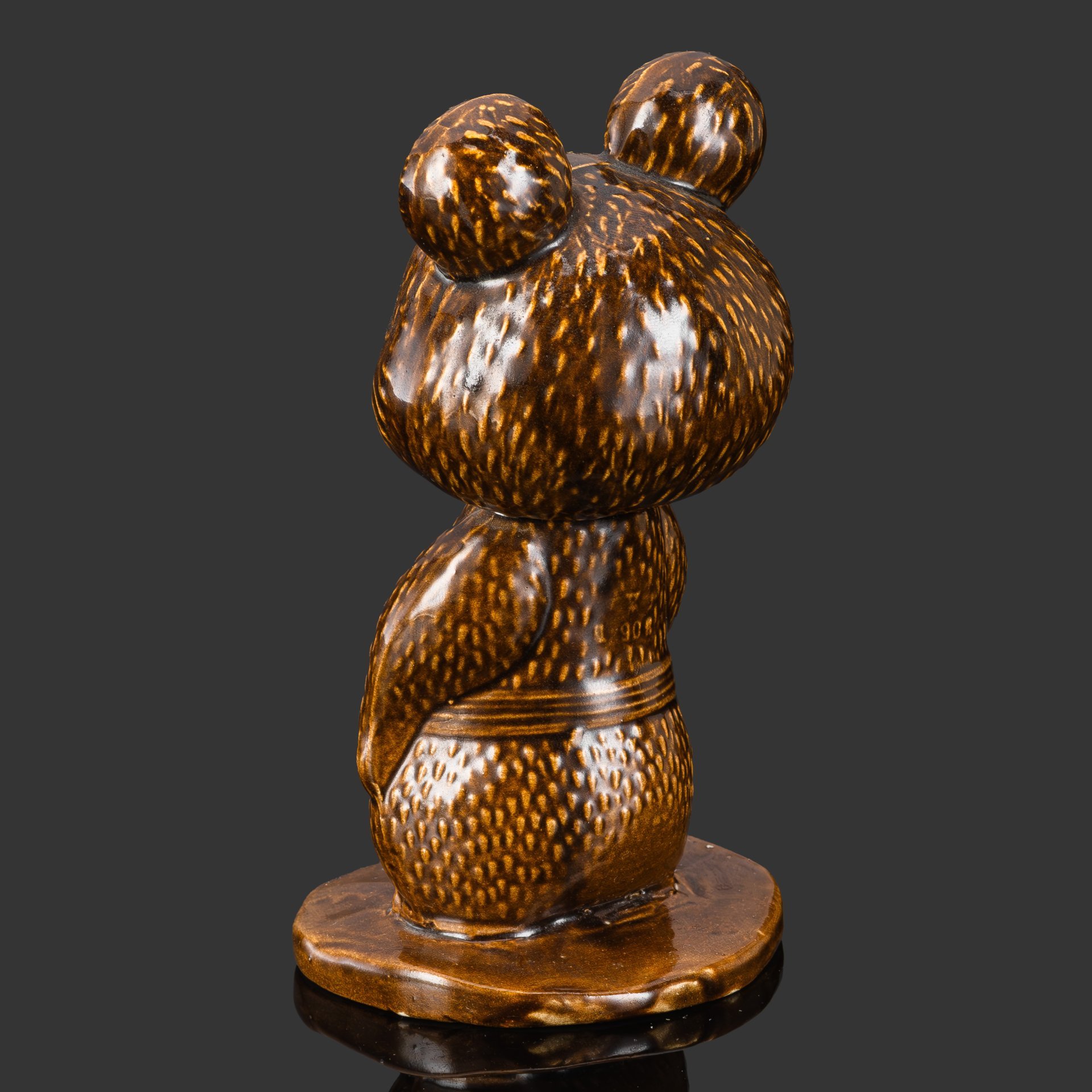 [Редкая форма] Статуэтка "Олимпийский мишка", керамика, полива, СССР, 1980 г.