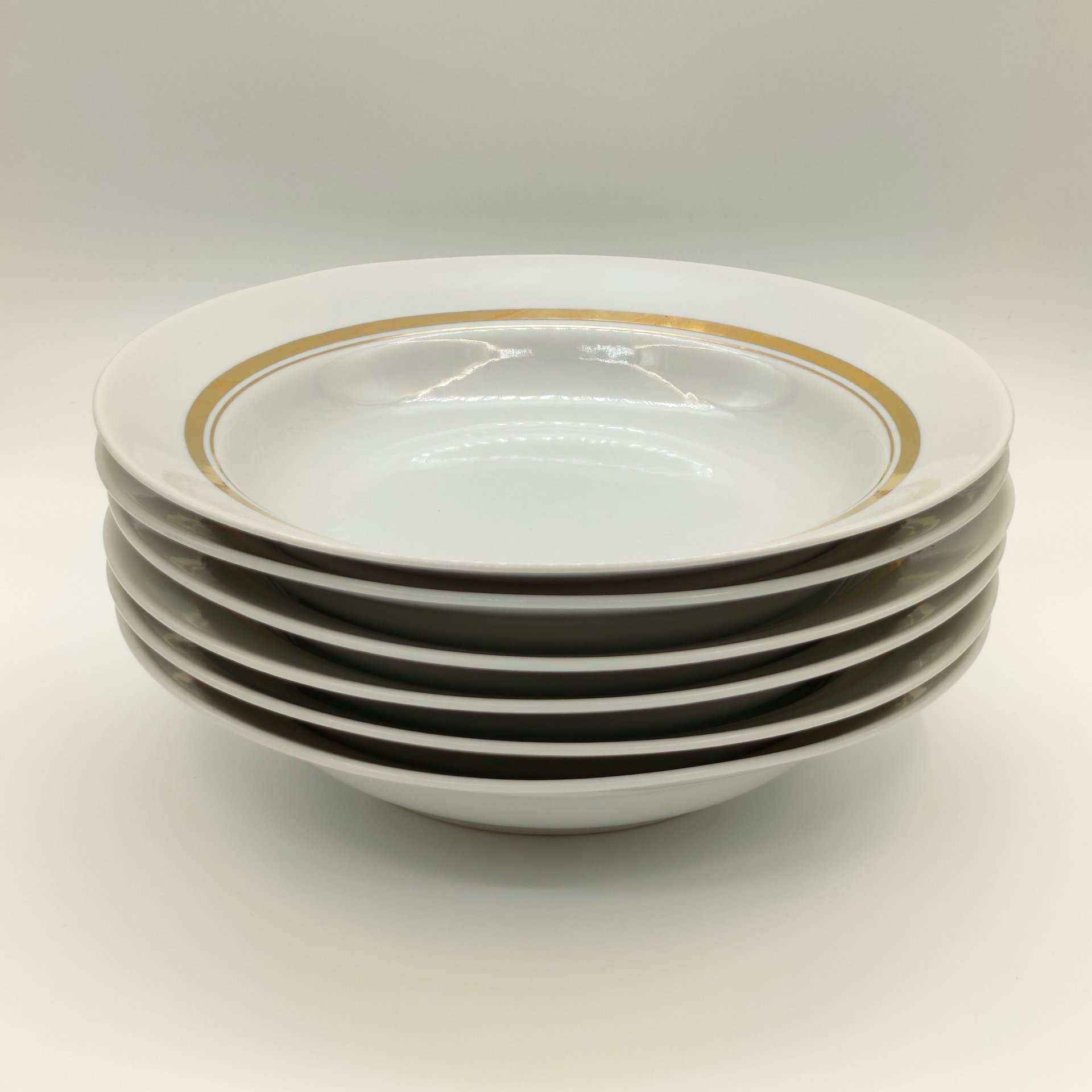 Набор из 6-ти суповых тарелок, фарфор, золочение, Дулевский фарфоровый завод (Дулёво), СССР, 1968-1991 гг.