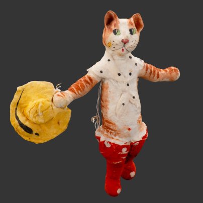 Игрушка ёлочная "Кот в сапогах", Артель "Ёлочная игрушка" г. Москва, вата, роспись, СССР, 1930-1940 гг.