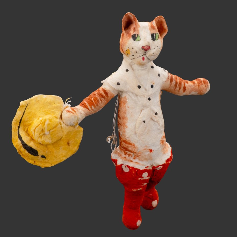 Игрушка ёлочная "Кот в сапогах", Артель "Ёлочная игрушка" г. Москва, вата, роспись, СССР, 1930-1940 гг.