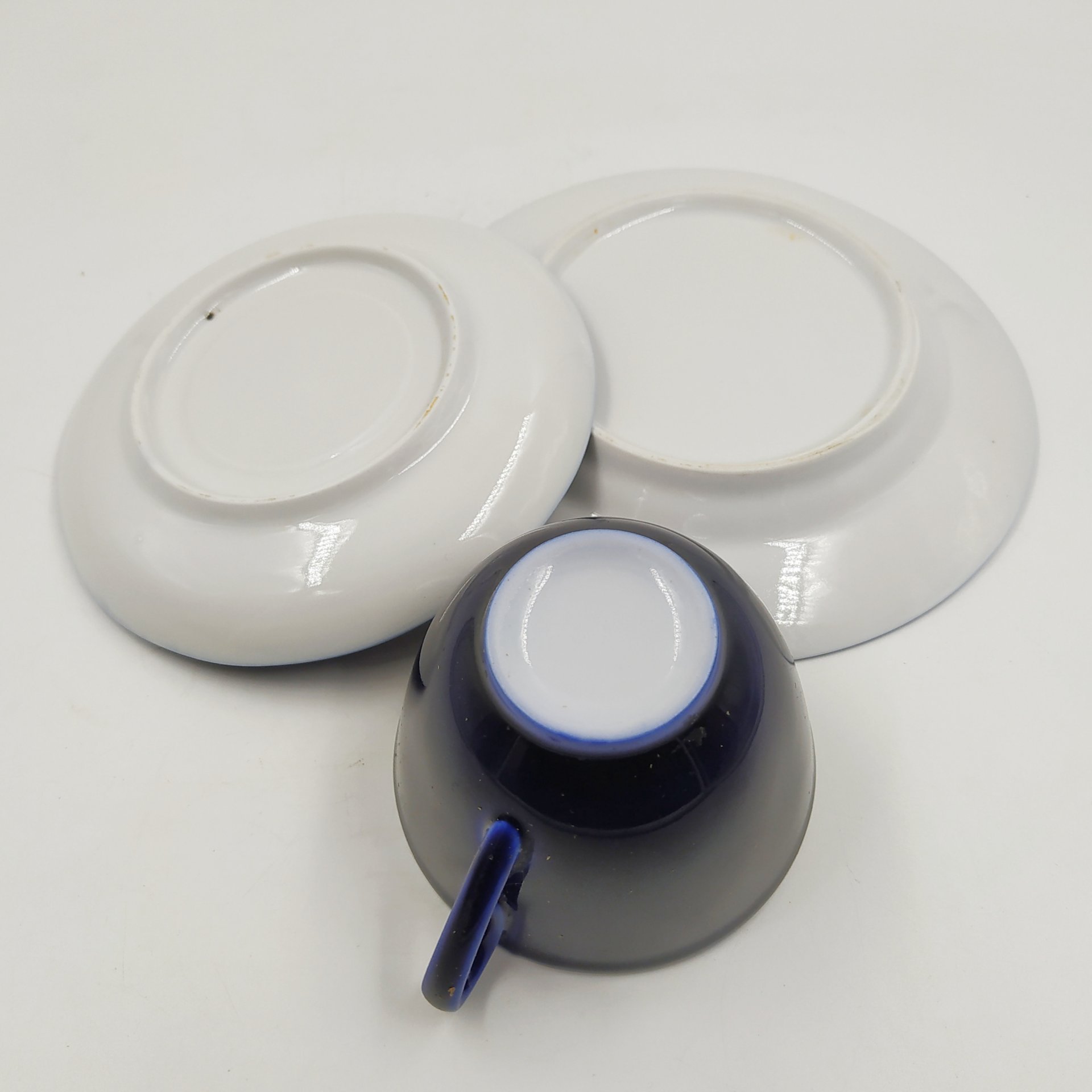 Трио чайное, фарфор, крытье кобальтом, Ленинградский фарфоровый завод (ЛФЗ), СССР, 1960-1990 гг.