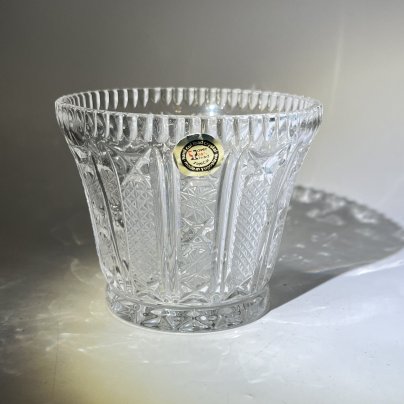 Конфетница с резным геометрическим декором, хрусталь, пресс, алмазная грань, Югославия, 1970-1990 гг.