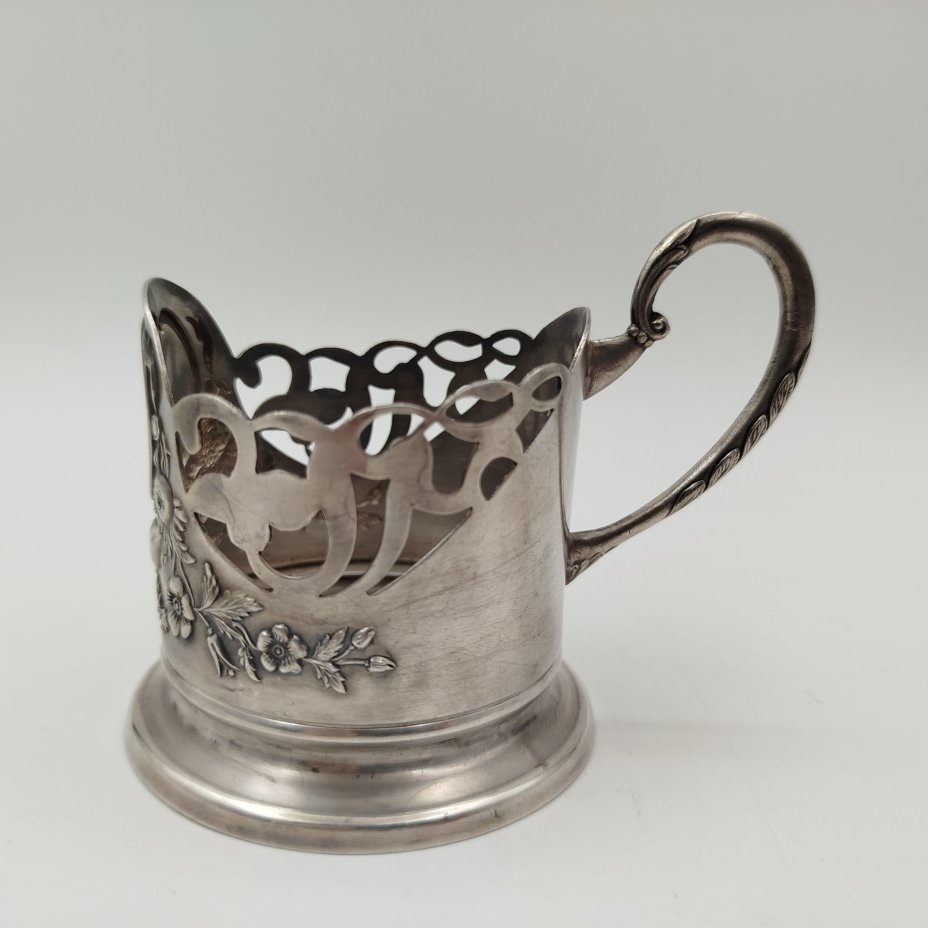 Подстаканник "Подарочный", мельхиор (медь-никель), Киевский завод столовых приборов и посуды им. Дзержинского (ЗiД, ЗиД), СССР, 1950-1960 гг., Киевский завод столовых приборов и посуды им. Дзержинского (ЗiД