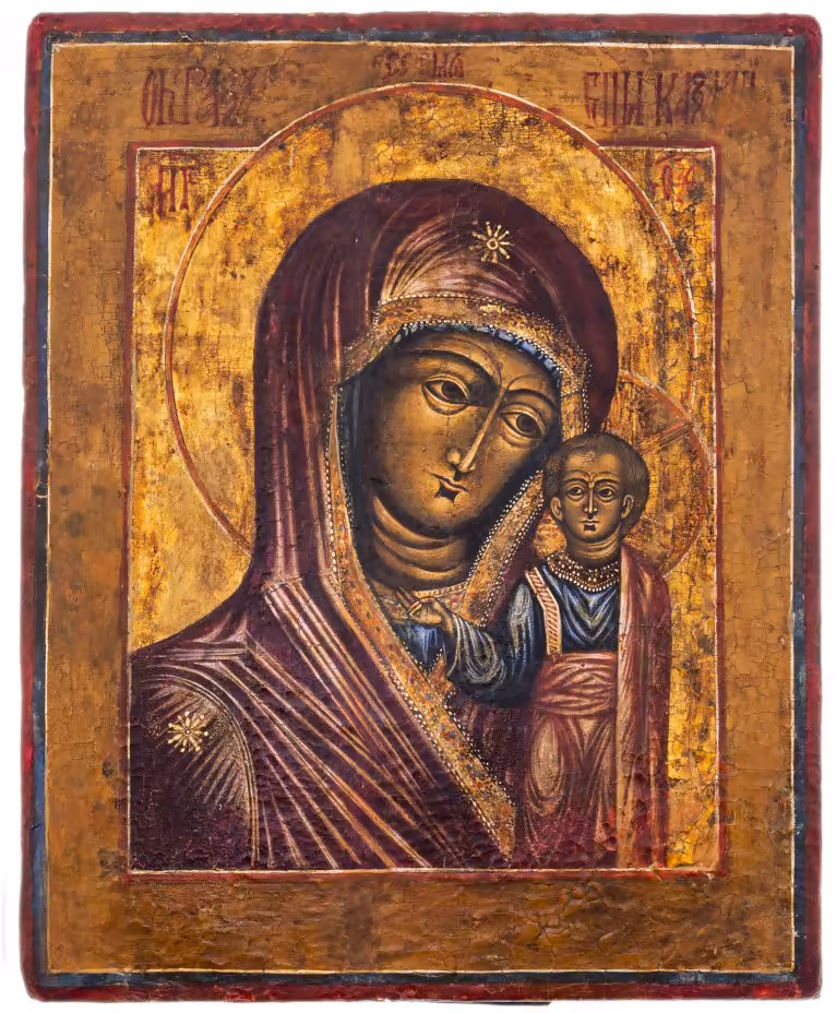 Икона "Казанская Божья Матерь" , дерево, темпера, Российская Империя, 1880-1900 гг.