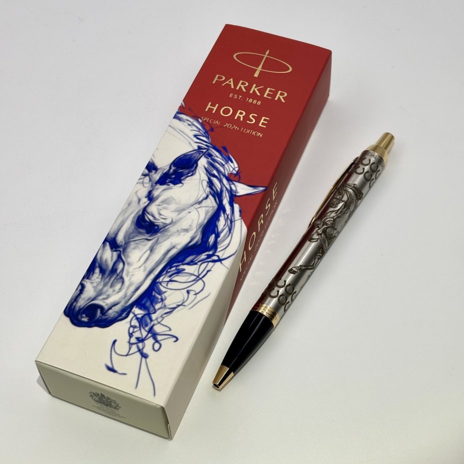 Шариковая ручка "Лошадь" в коробке, Parker, нержавеющая сталь, гравировка, Китай