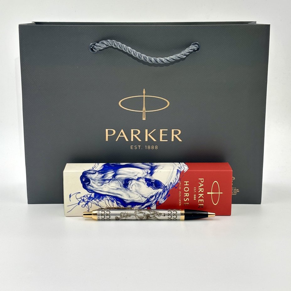 Шариковая ручка "Лошадь" в коробке, Parker, нержавеющая сталь, гравировка, Китай
