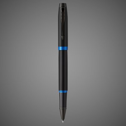 Ручка-роллер Parker IM Vibrant Rings Flame Blue, стержень:Fblk, в подарочной упаковке., Лаки и смолы: лак, латунь