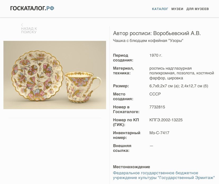 Пара кофейная "Узоры", автор росписи А.В. Воробьевский, Ленинградский фарфоровый завод (ЛФЗ)