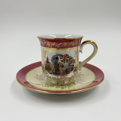 Кофейная пара (чашка, блюдце), фарфор, деколь, золочение, люстр, Spezial Eisenberg Porzellan (SEP), ГДР, 1973-1976 гг., Spezial Eisenberg Porzellan (SEP)