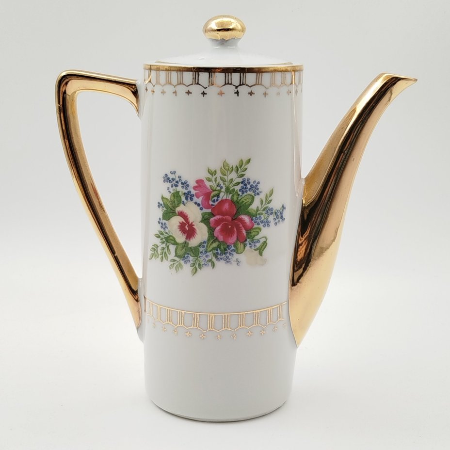 Сервиз кофейный с цветочным декором на 6 персон (15 предметов)