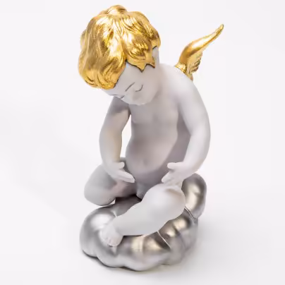 Статуэтка "Путти", бисквит, золочение, серебрение, роспись, Lladro, Испания, 2000 г., Lladro