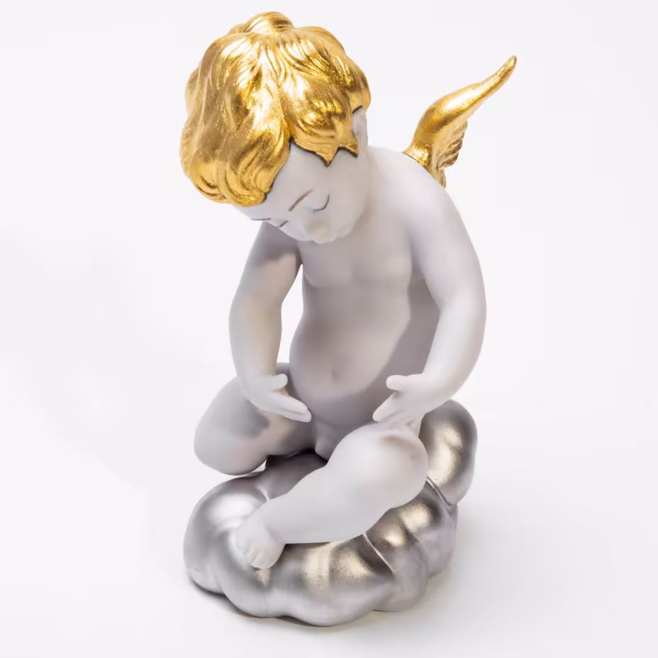 Статуэтка "Путти", бисквит, золочение, серебрение, роспись, Lladro, Испания, 2000 г., Lladro