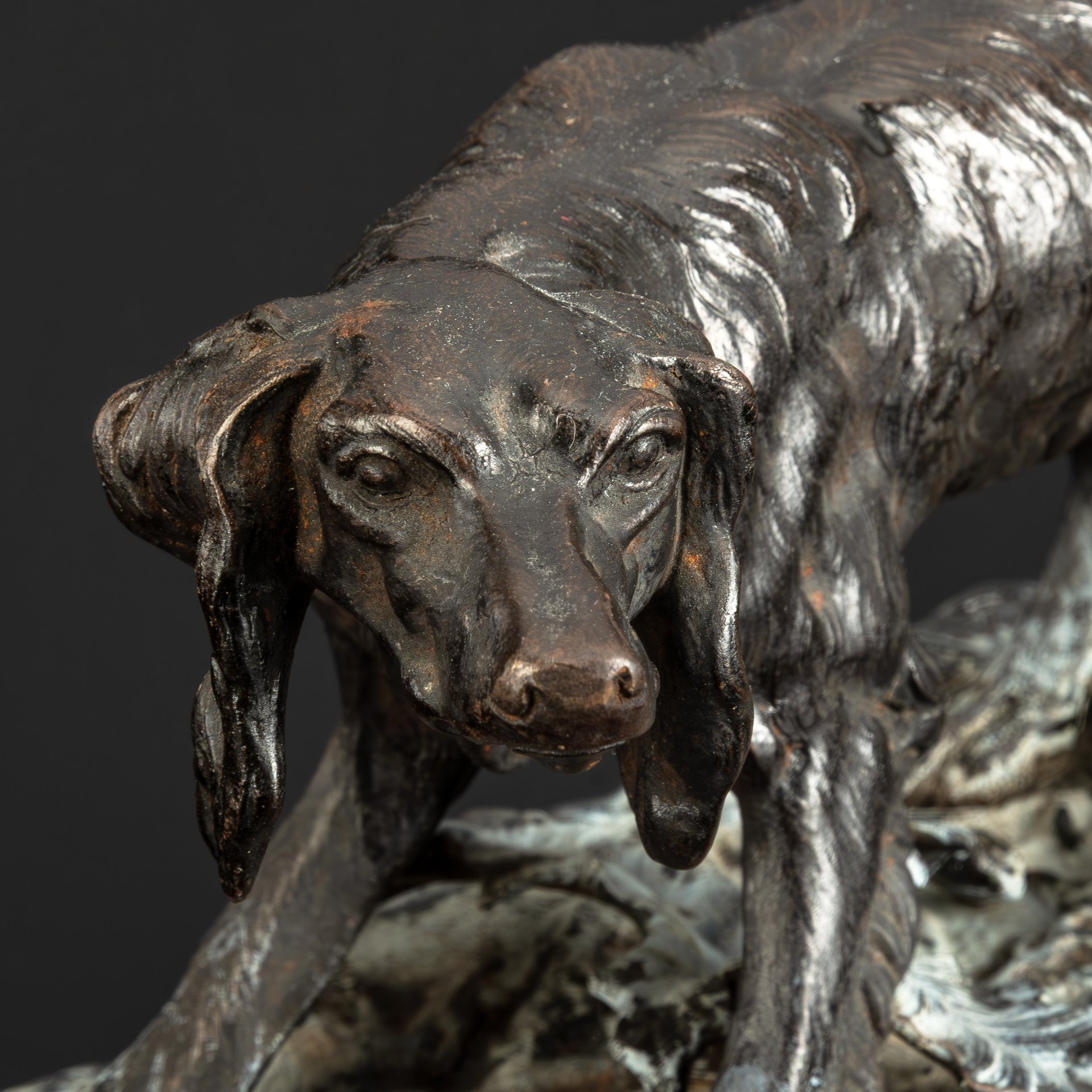 Скульптура "Сеттер", автор модели скульптор Пьер-Жюль Мэн (Pierre-Jules Mêne, 1810-1879 гг.), формовщик П. Агеев