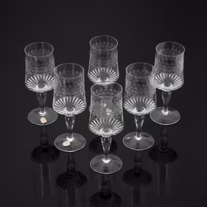 Набор из шести бокалов с ажурным орнаментом, Bohemia Crystal (Bohemia Glass)