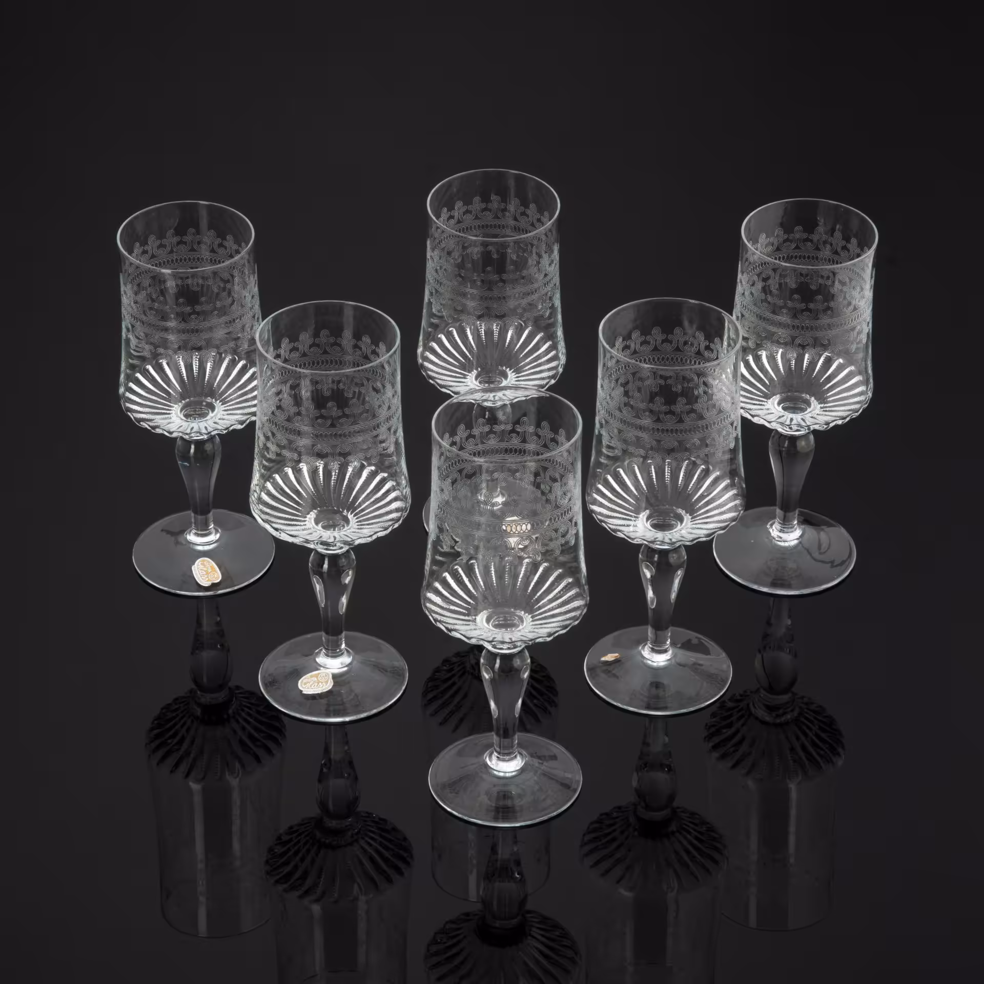 Набор из шести бокалов с ажурным орнаментом, Bohemia Crystal (Bohemia Glass)