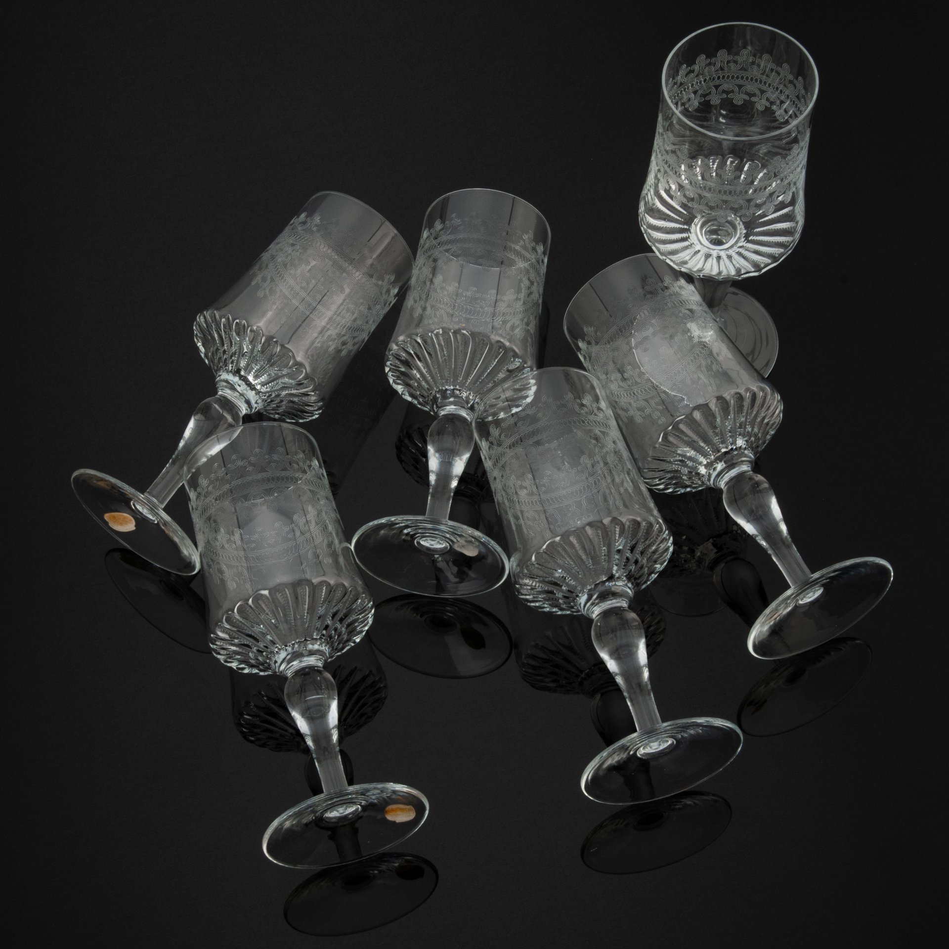 Набор из шести бокалов с ажурным орнаментом, Bohemia Crystal (Bohemia Glass)