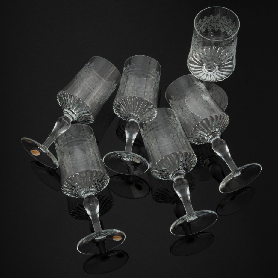 Набор из шести бокалов с ажурным орнаментом, Bohemia Crystal (Bohemia Glass)