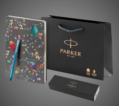 Подарочный набор: Ручка-роллер Parker Vector XL Teal CT и Ежедневник недатированный, серый, Лаки и смолы: лак, латунь, нержавеющая сталь