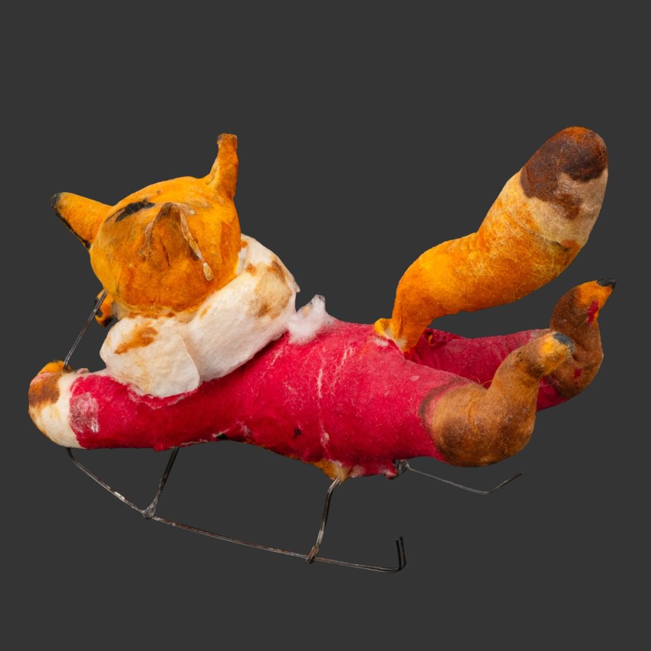 Игрушка ёлочная "Лиса на санках", Артель "Ёлочная игрушка" г. Москва