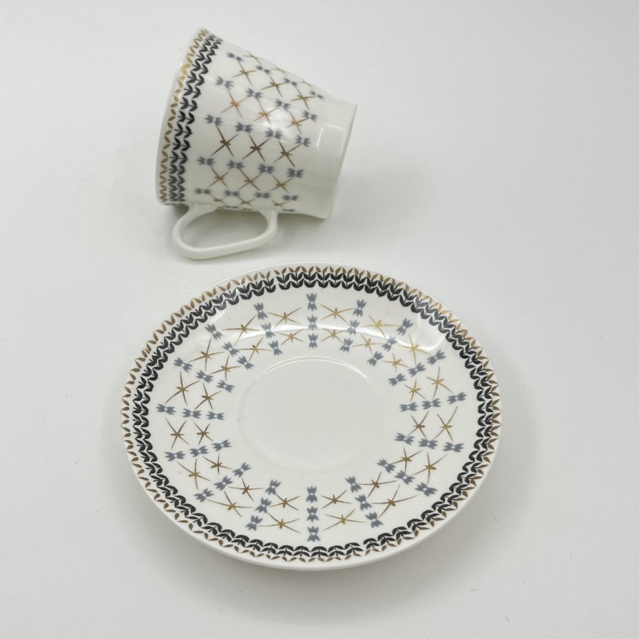 Пара кофейная, фарфор, деколь, золочение, Ленинградский фарфоровый завод (ЛФЗ), СССР, 1970-1990 гг.