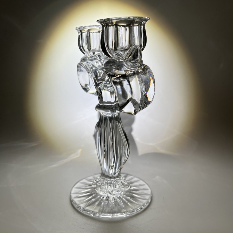 Подсвечник на 2 свечи, хрусталь, выдувание в форму, гранение, Гусевской хрустальный завод (Гусь-Хрустальный), СССР, 1970-1990 гг.