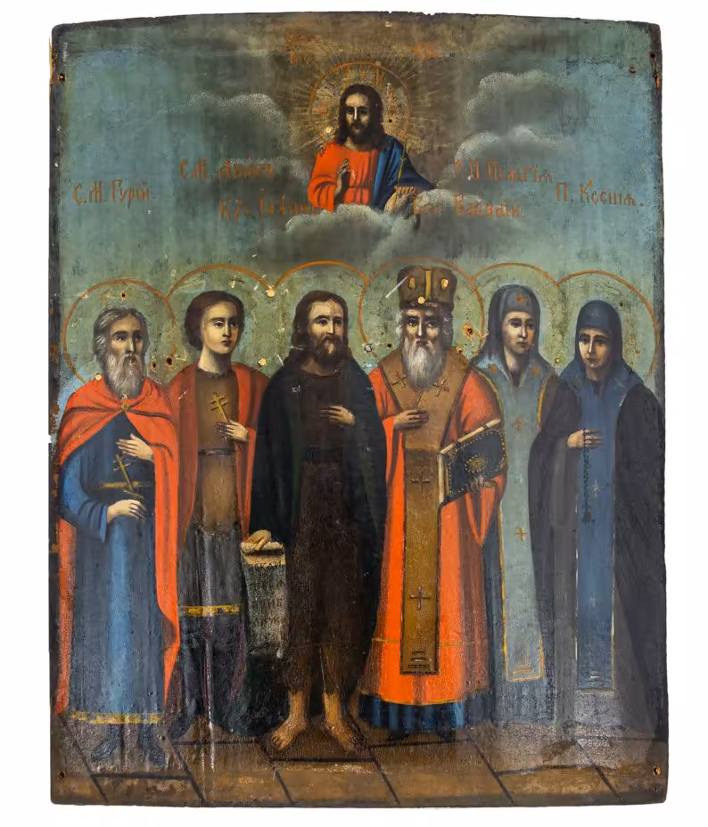 Икона "Избранные Святые", дерево, темпера, Российская Империя, 1850-1900 гг.