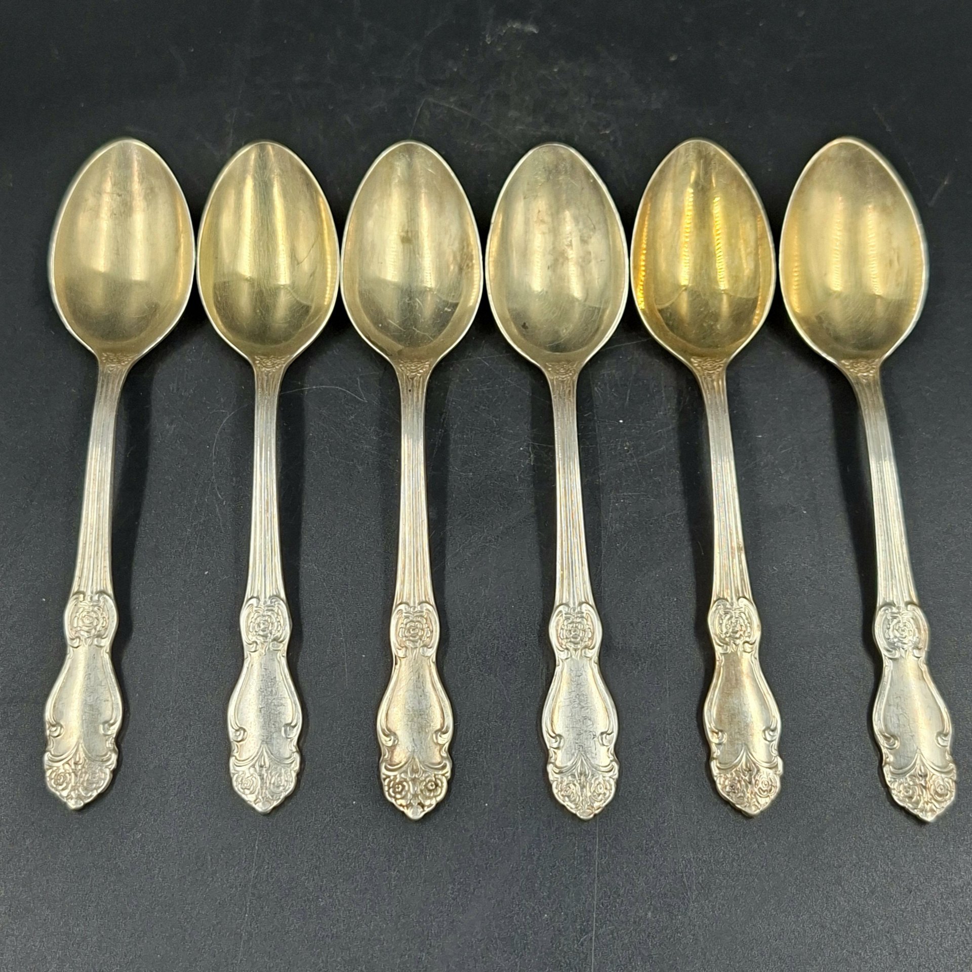 Набор из шести чайных ложек "Серебряная роза", мНЦ (медь-никель-цинк), Кольчугинский завод цветных металлов, СССР, 1970-1990 гг.