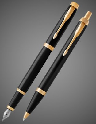 Набор Parker: Перьевая и Шариковая ручка Parker IM Core Black GT, Лаки и смолы: лак, латунь