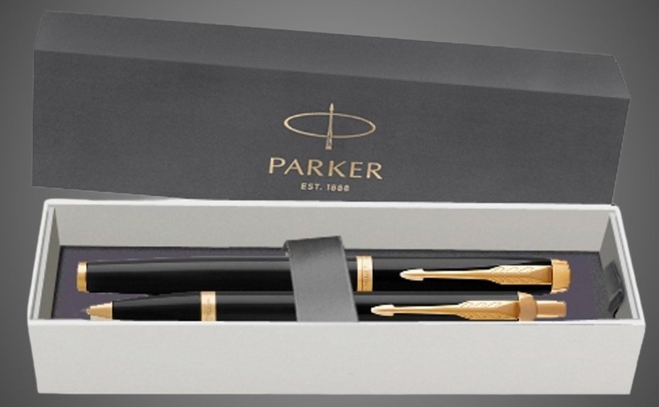 Набор Parker: Перьевая и Шариковая ручка Parker IM Core Black GT, Лаки и смолы: лак, латунь