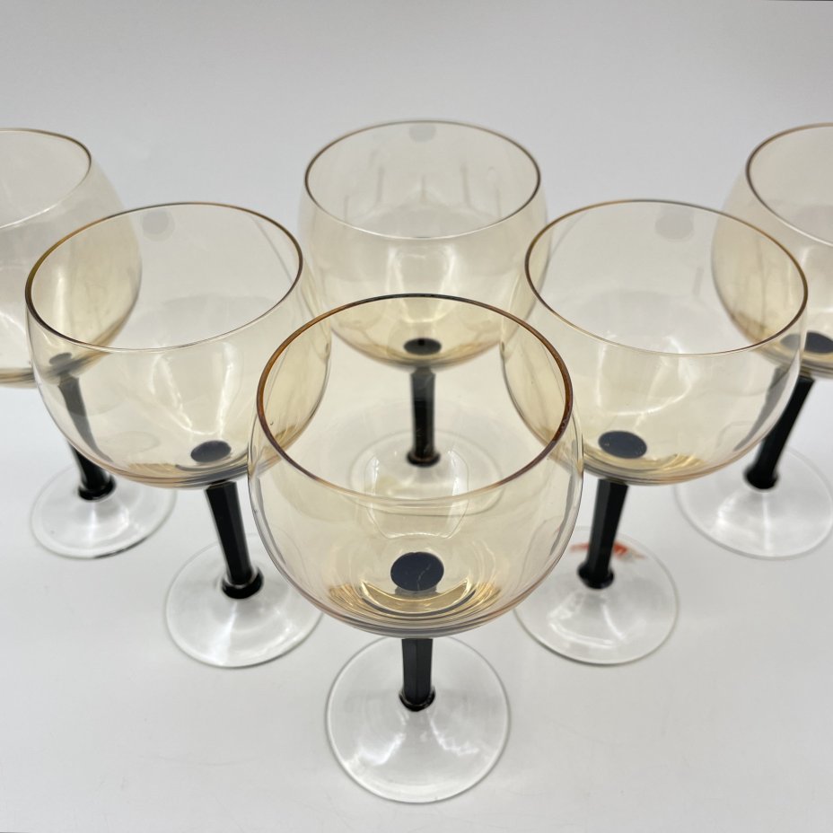 Набор бокалов для вина на 6 персон, хрусталь, гранение, Стеклозавод «Неман», СССР, 1970-1990 гг.
