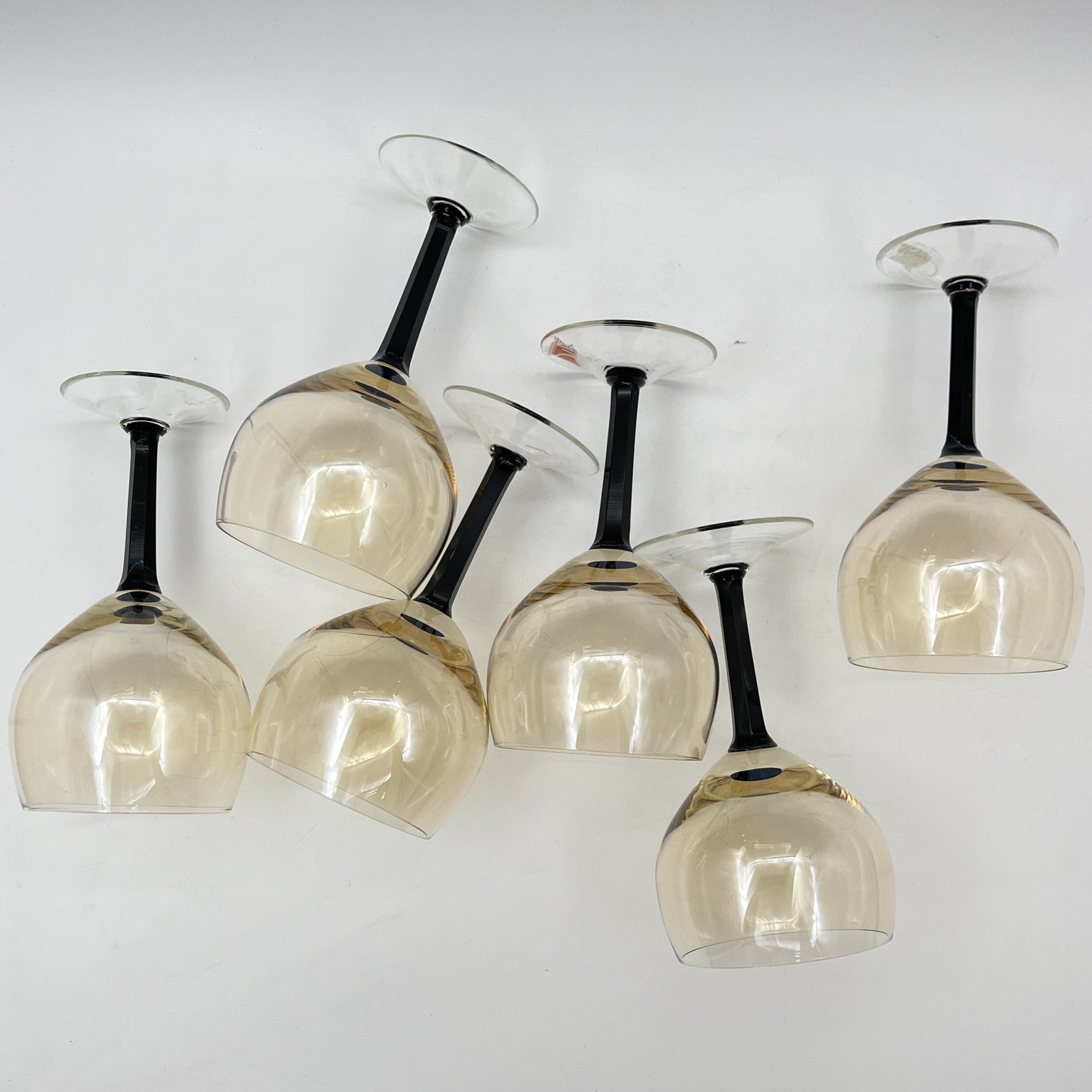 Набор бокалов для вина на 6 персон, хрусталь, гранение, Стеклозавод «Неман», СССР, 1970-1990 гг.